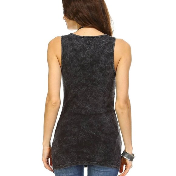 Urban X Womens Sleeveless Tank Top With Elephant & Arrow Design Acid Wash Gray - Picture 3 of 8